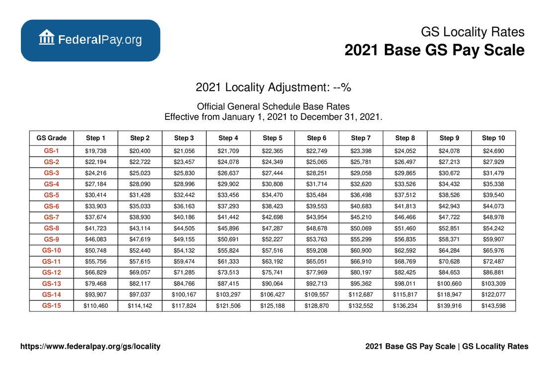 gs 2021 base pay scale payscale schedule table general locality pdf